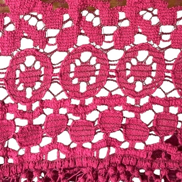 Harlow Boho Crochet Lined Sleeveless Swing Top Burgundy Women's Size Large - Picture 7 of 8